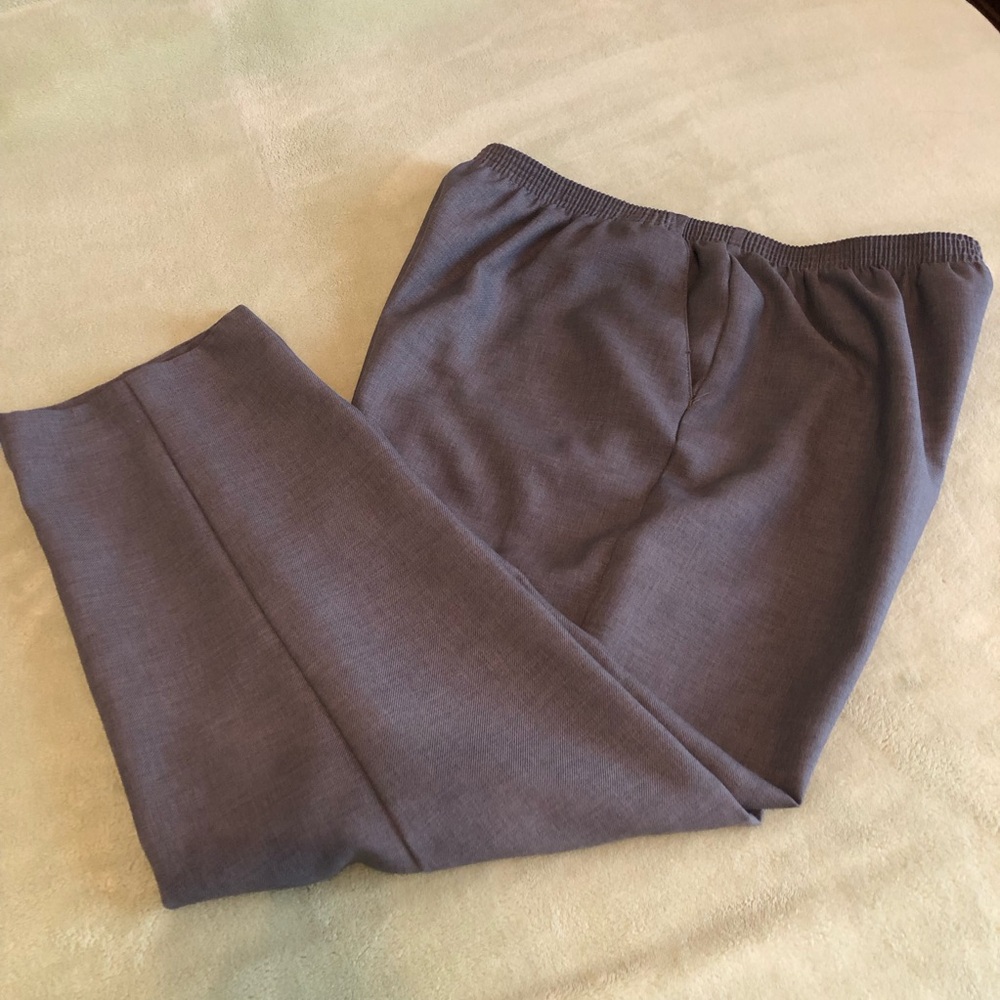 Alfred Dunner pants gray elastic waistband dress trousers straight leg Plus 18 - Picture 2 of 8
